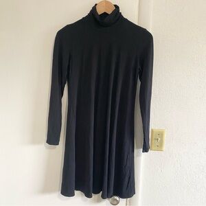 Eileen Fisher Black Turtleneck Dress XS Petite PP Long Sleeve Minimalist